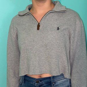 Cropped Ralph Lauren Polo Quarter Zip Grey